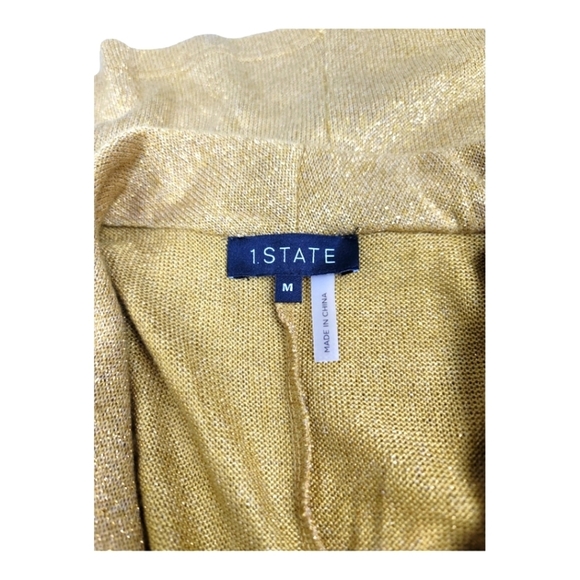**NWT** 1. STATE Gold Shinmer‎ Cross Front Emblem Gold Long Sleeve Top - Picture 4 of 6